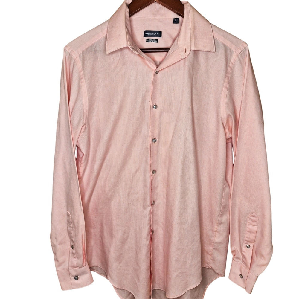 Van Heusen Slim Fit Wrinkle Free Dress Shirt M 15–15½ 32/33 Peach